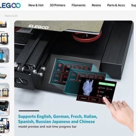 Elegoo Neptune 2S 3D Printer – Silent Mainboard + Glass Build Plate – New - Picture 3 of 4